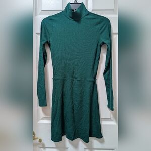 Reformation Maya Knit Dress in Emerald Green Size Small S Rib Knit Mock Neck